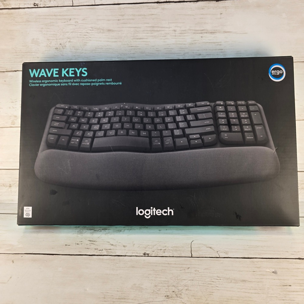 NEW Logitech Wave Keys Wireless Ergonomic Keyboard Graphite Bluetooth Logi Bolt
